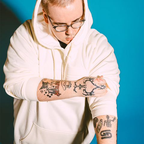 Cream Embossed Hoodie